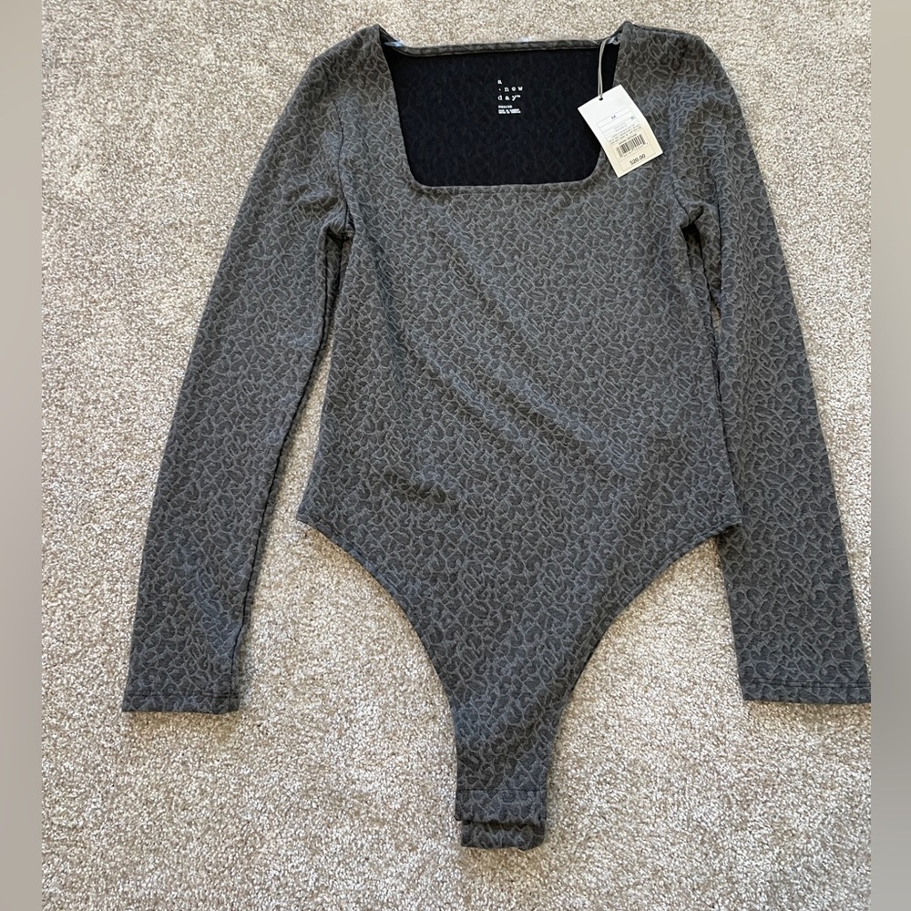 A New Day Leopard Print Gray bodysuit, M